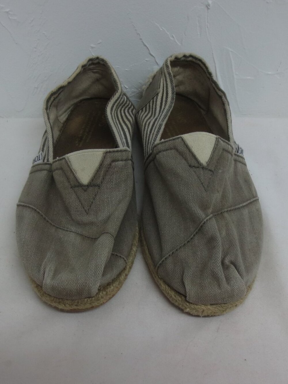 Toms Alpargata Shoes Gray Cream Cotton Canvas Casual Comfy Ballet Flats Size 8